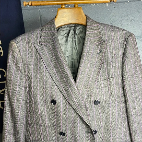 Classic Gray Pinstripe Double-Breasted Blazer - Picture 1 of 3